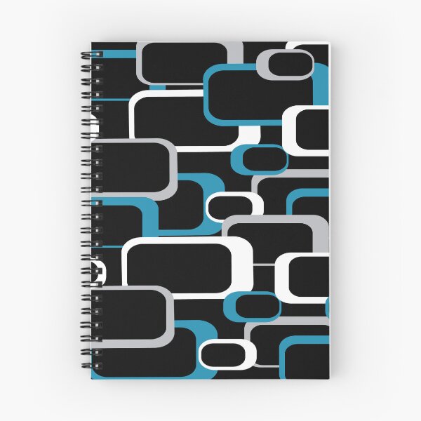 Item preview, Retro Squares Pattern Blue Gray White Black designed and sold by ValeriesGallery.