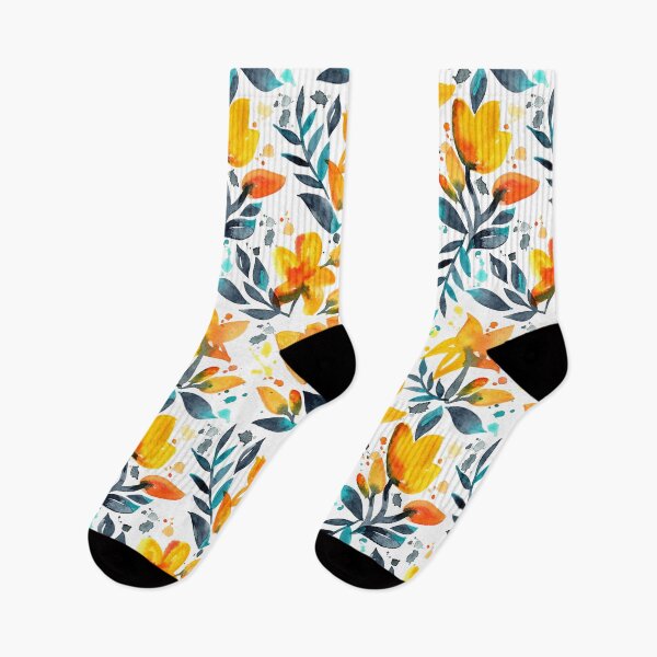 Item preview, Flourishing Florals – Orange & Teal designed and sold by Cat Coquillette.