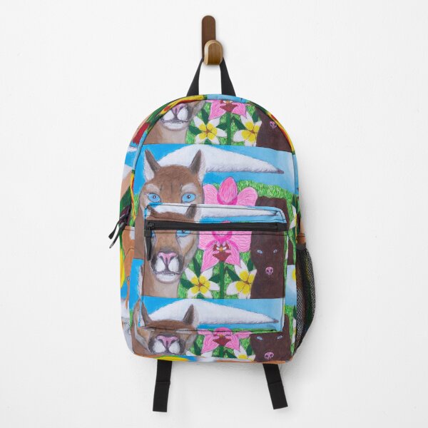 Item preview, Exotic wildcat with staffie dogs in field of flowers designed and sold by Rebekah Gavra.