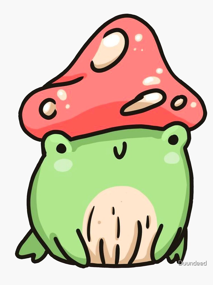 Cute Frog with Mushroom Hat, Frog Drawing with Mushroom, Mushroom Frog,  Frog Drawing, Frog Sticker | Sticker