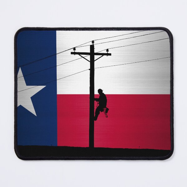 Item preview, Lineman on Horizon with Texas Flag behind designed and sold by Ken Macune.