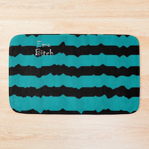 Item preview, Emo B*tch turquoise and black wavy striped design designed and sold by C.l S.
