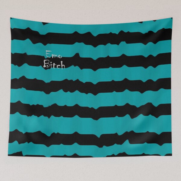 Item preview, Emo B*tch turquoise and black wavy striped design designed and sold by C.l S.