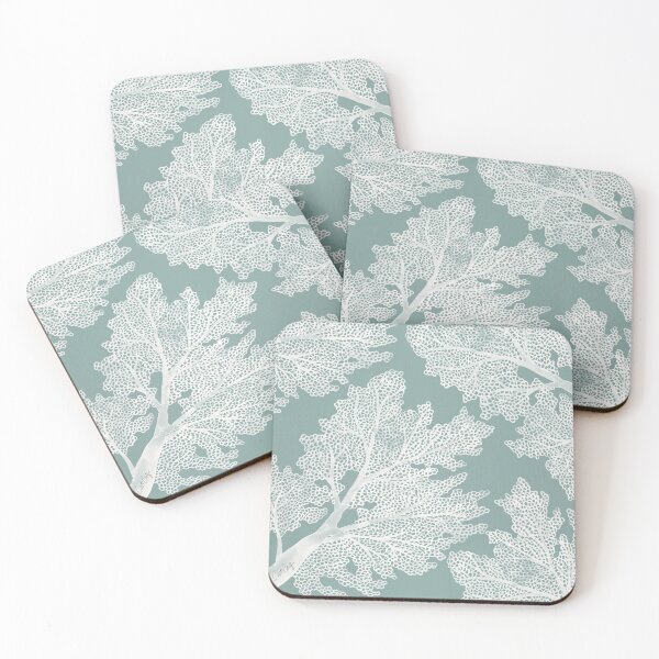 Item preview, Sea Fan Coral – White on Mint designed and sold by Cat Coquillette.