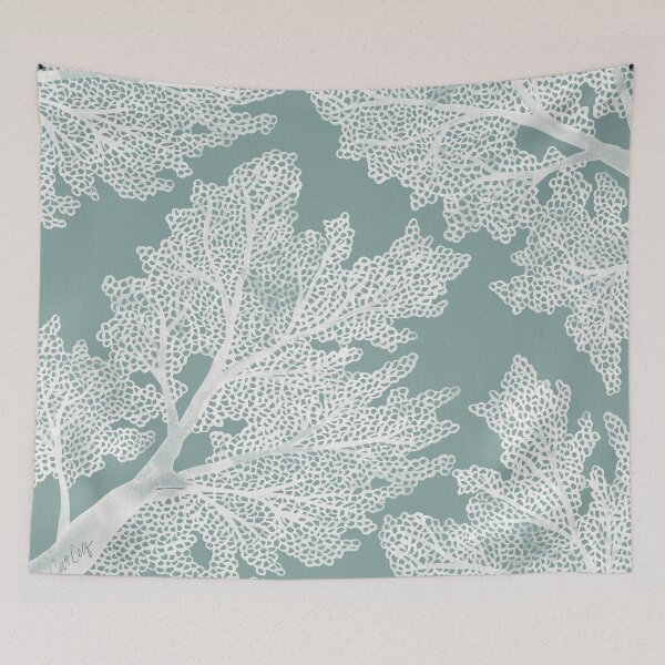 Item preview, Sea Fan Coral – White on Mint designed and sold by Cat Coquillette.