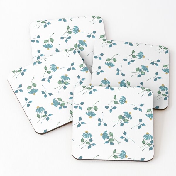 Item preview, Watercolor Turquoise Daisies And Leaves designed and sold by HildegunStudio.