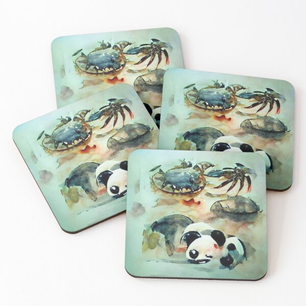 Item preview, AI generated image: Panda meeting crabs, watercolour designed and sold by Mmark94.