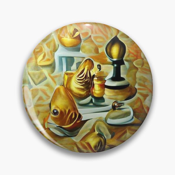 Item preview, AI generated image: gold fish playing chess, oil on canvas designed and sold by Mmark94.