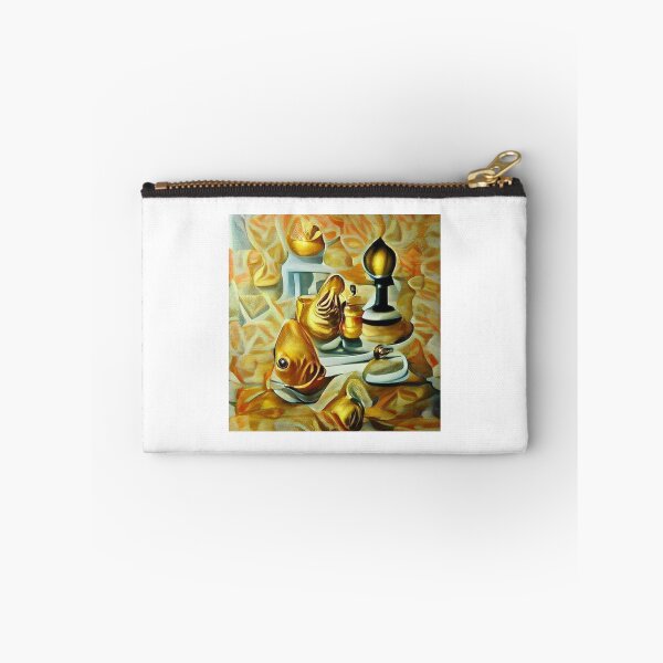 Item preview, AI generated image: gold fish playing chess, oil on canvas designed and sold by Mmark94.
