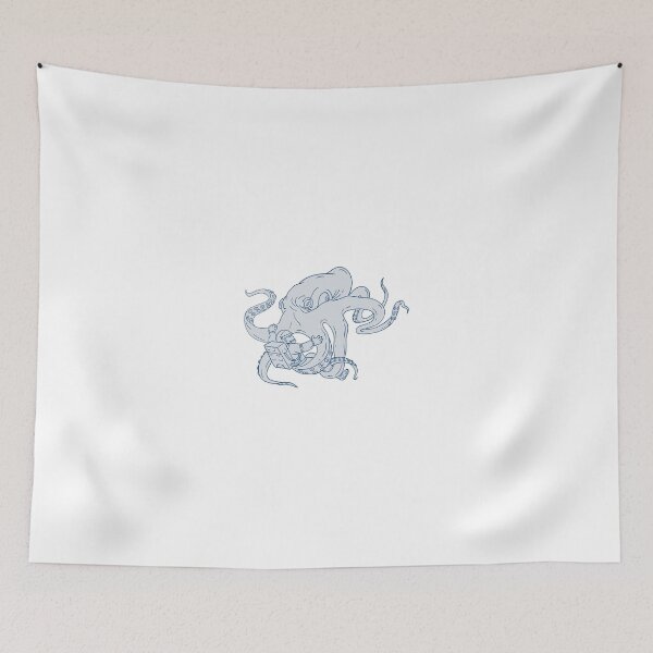 Item preview, Giant Octopus Fighting Astronaut Drawing designed and sold by patrimonio.
