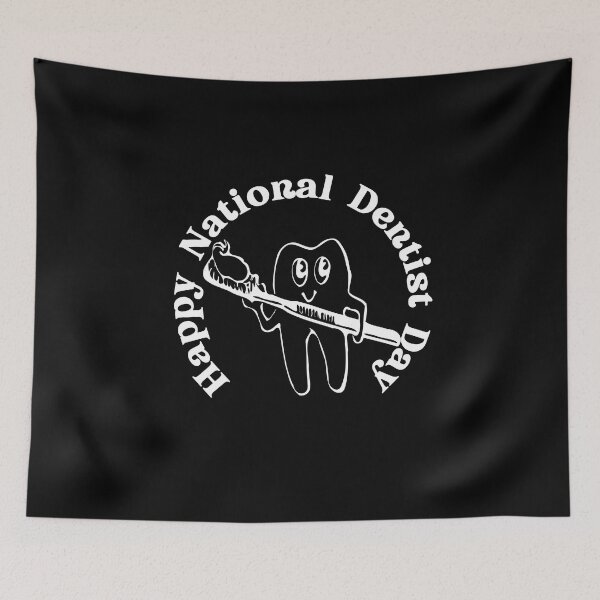 Item preview, Happy National Dentist Day - cute tooth with toothbrush designed and sold by Rsagur12.