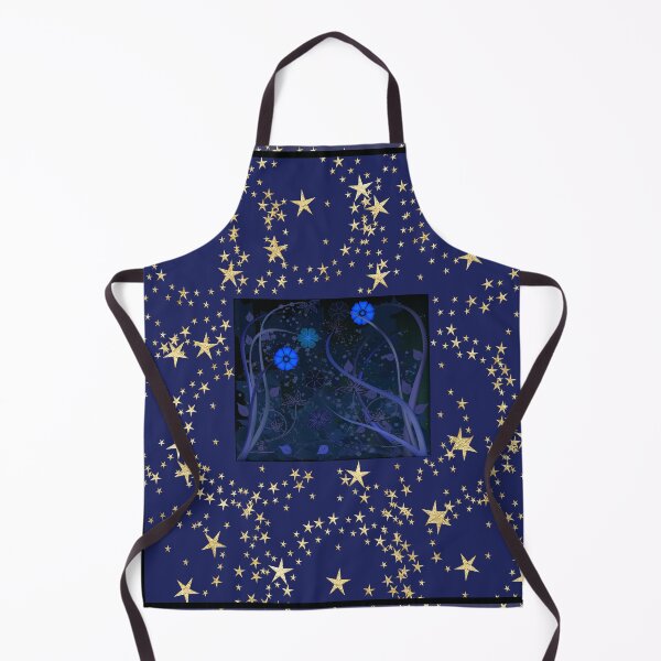 Item preview, Mystical Flowers and Galaxy Theme Design with Gold Stars and Dark Blue Floral art designed and sold by S Quinn.