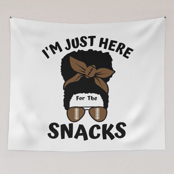 Item preview, I'm Just Here For The Snacks Black Women Football Gameday designed and sold by Dr.YesOrNo.