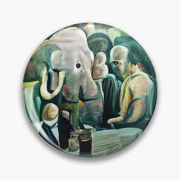Item preview, AI generated image: dining elephant, oil on canvas designed and sold by Mmark94.