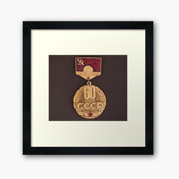 Soviet medal with the inscription 60 years of the USSR Framed Art Print