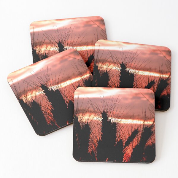 Item preview, Red and Black Wheat in Sunset Art Photo designed and sold by Angela Cini.