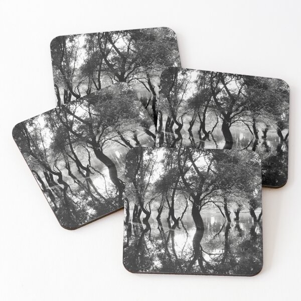 Item preview, Black and White Art Photo of Tree Reflection on Water designed and sold by Angela Cini.