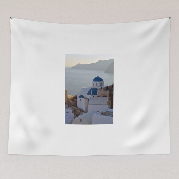 Item preview, 1 October 2016 White church with blue domes in Santorini, Greece designed and sold by oanaunciuleanu.