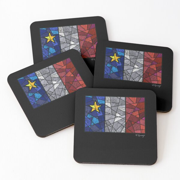 Artikelvorschau, Pastellmosaik mit akadischer Flagge - Drapeau acadien mosaïque pastell vitrail entworfen und verkauft von ColoursOfFrance.