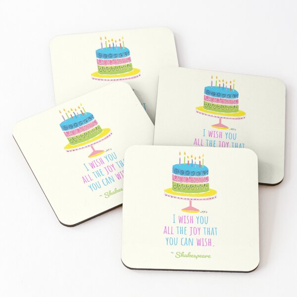 Item preview, Shakespeare Birthday Wish With Hand Drawn Colorful Retro Cake designed and sold by IceCreamMuseum.