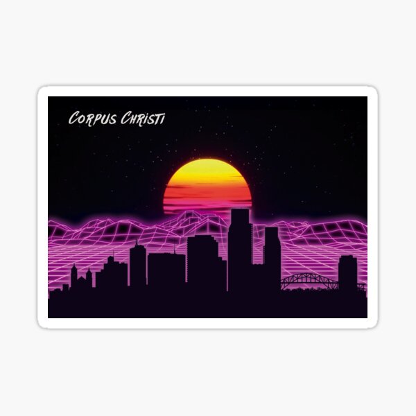 "Corpus Christi Skyline Neon Nights" Sticker by danielfgf Redbubble