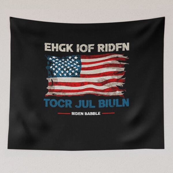 Aperçu de l'œuvre Biden Babble ehgk iof ridfn tocr jul biuln Drapeau américain créée et vendue par Dressed For Duty.