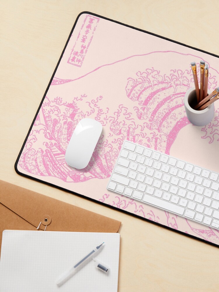 Aperçu 3 sur 5. Tapis de souris avec l'œuvre Esthétique Gamer Rose Grande Vague créée et vendue par ind3finite.
