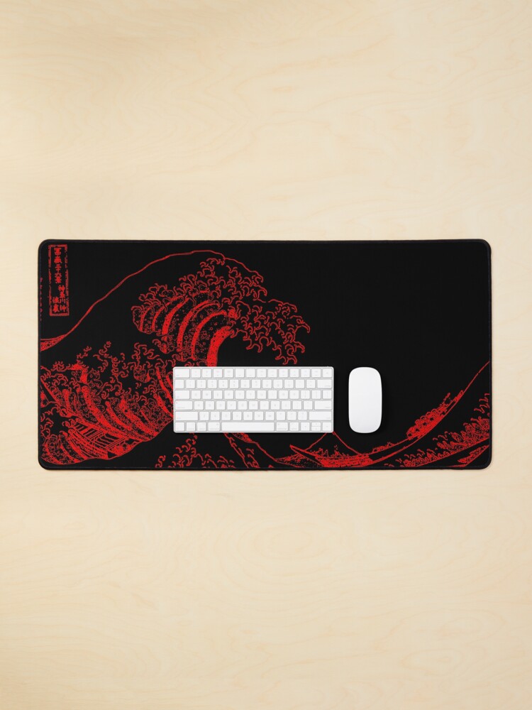 Aperçu 1 sur 5. Tapis de souris avec l'œuvre Esthétique rouge de la grande vague créée et vendue par ind3finite.