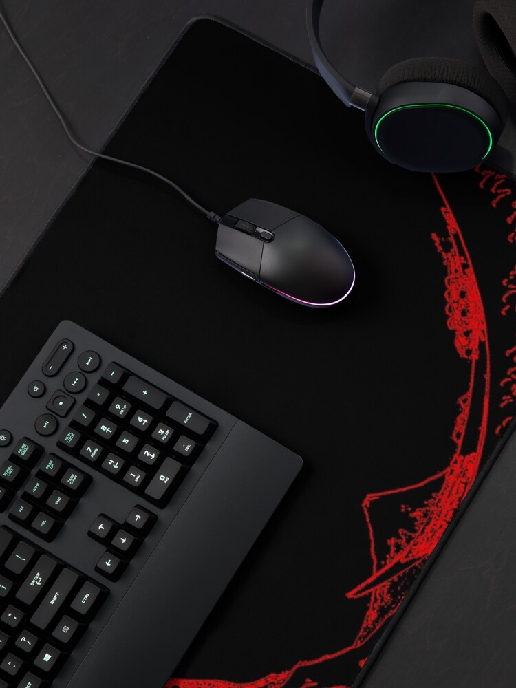 Aperçu 4 sur 5. Tapis de souris avec l'œuvre Esthétique rouge de la grande vague créée et vendue par ind3finite.