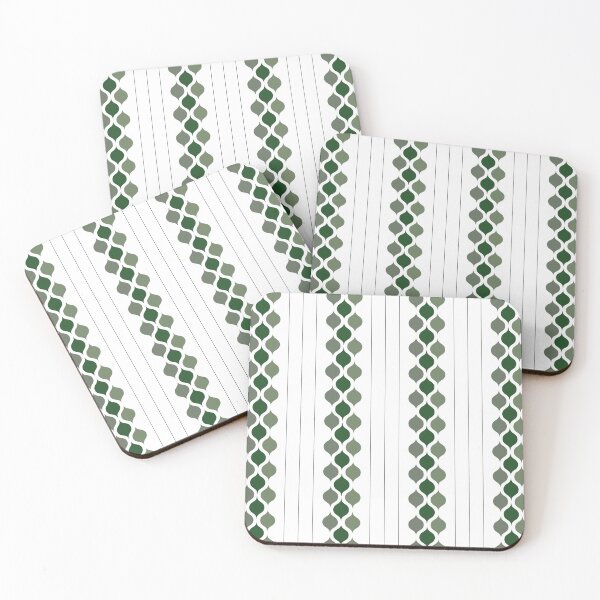 Item preview, Forest Green Pinstripe with Tear Drop Shapes Pattern designed and sold by CJAura by Claire Jane Johnson.