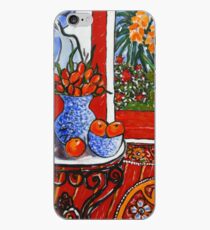 red interior with tropical garden view iPhone Case