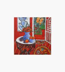 red interior with tropical garden view Art Board