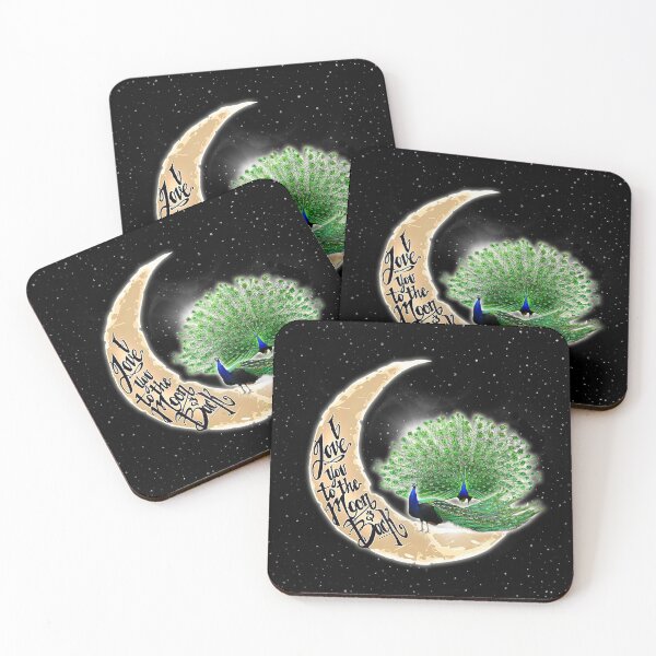 Artikelvorschau, Liebe dich bis zum Mond und zurück Peacock Black Galaxy entworfen und verkauft von MobertsonArt.