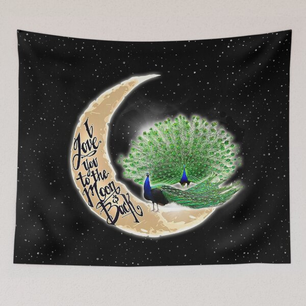 Artikelvorschau, Liebe dich bis zum Mond und zurück Peacock Black Galaxy entworfen und verkauft von MobertsonArt.
