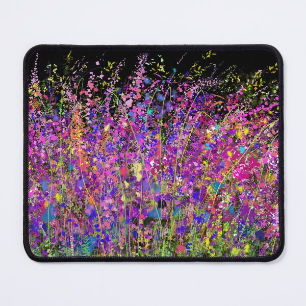 Item preview, The Buzzing World of Crimson Grassland Graphic Design of Wild Meadow Flowers Field on Black Background designed and sold by Rocky Mountain Artistry.