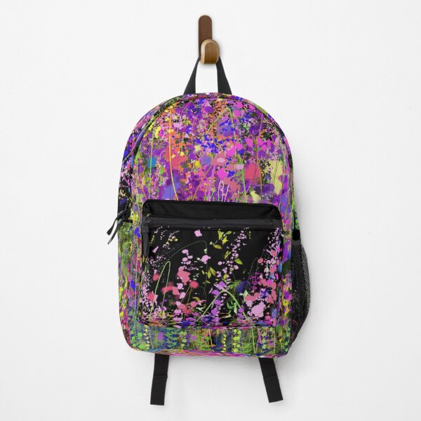 Item preview, The Buzzing World of Crimson Grassland Graphic Design of Wild Meadow Flowers Field on Black Background designed and sold by Rocky Mountain Artistry.