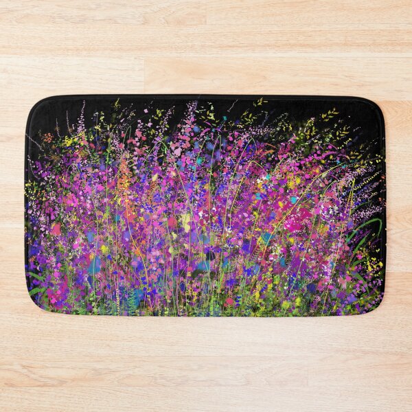 Item preview, The Buzzing World of Crimson Grassland Graphic Design of Wild Meadow Flowers Field on Black Background designed and sold by Rocky Mountain Artistry.