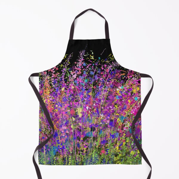 Item preview, The Buzzing World of Crimson Grassland Graphic Design of Wild Meadow Flowers Field on Black Background designed and sold by Rocky Mountain Artistry.