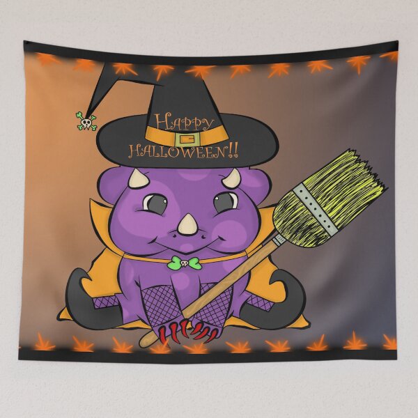Item preview, witch triceratops happy halloween designed and sold by Crochetamommy.