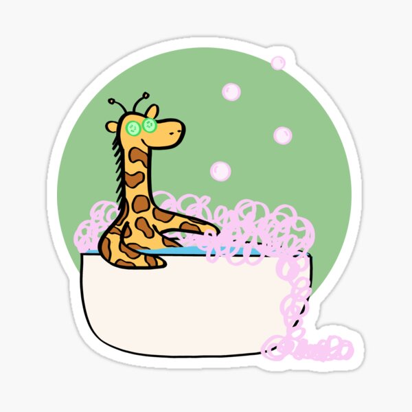 Giraffe In The Bath Sticker By Roanasaurus Redbubble 6414