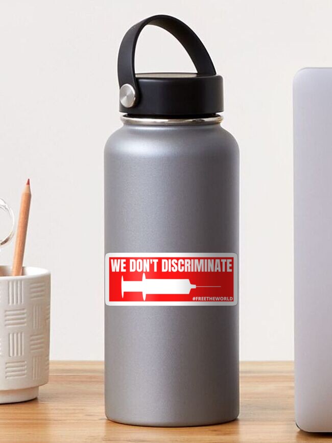 Thumbnail 1 of 3, Sticker, We Don't Discriminate (Sticker) designed and sold by free-the-world.