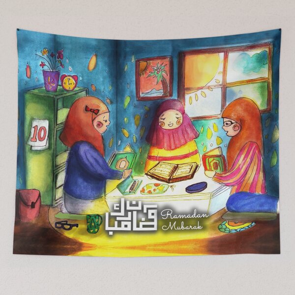 Item preview, Tilawah Koran in Ramadan With Family muslim illustration designed and sold by MMStorage.