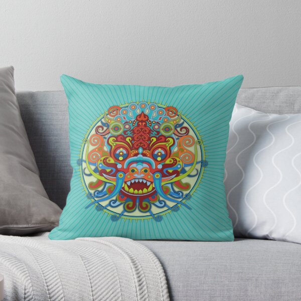 Urban dragon mystic warrior art Throw Pillow