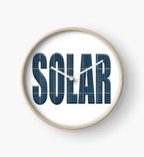 Solar energy photovoltaic panels with the word Solar Clock