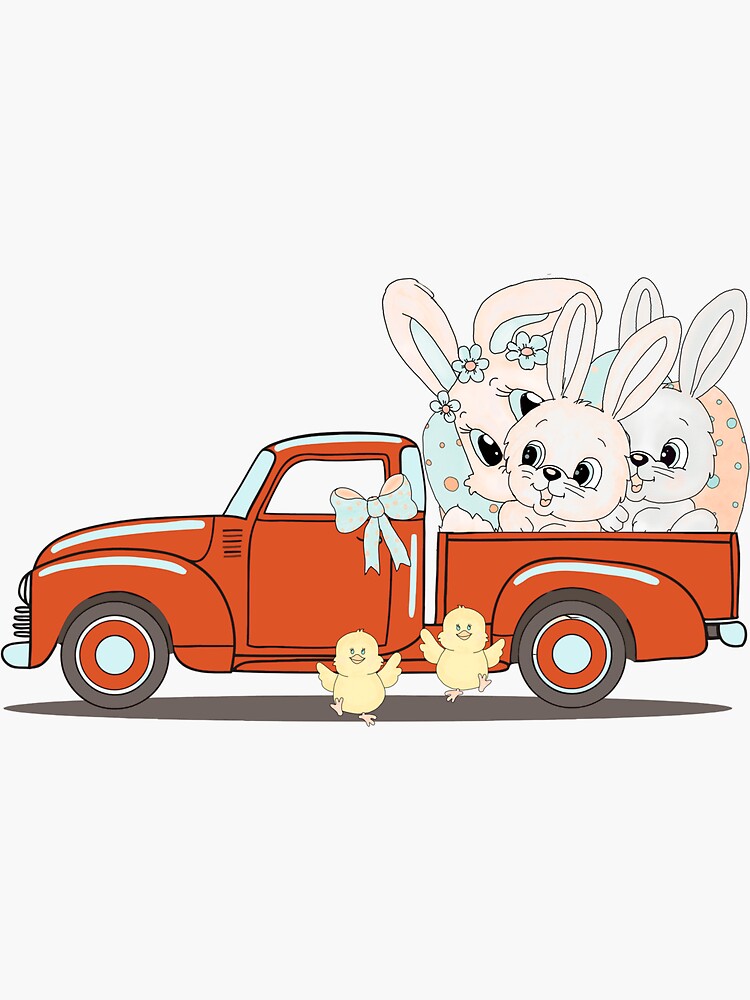 "Easter Bunny Truck" Sticker by fameuxarts Redbubble