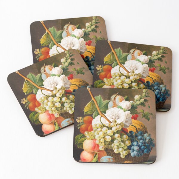 Item preview, Stilleven met bloemen en fruit in een mandje by Anthony Oberman designed and sold by InHerits.