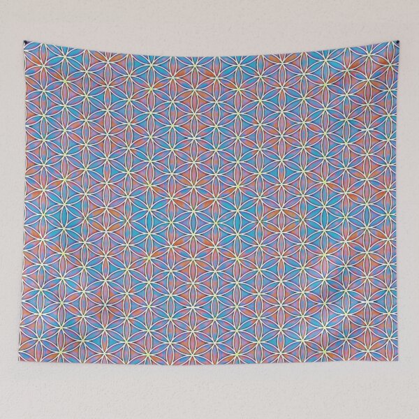 Item preview, Colorful Flower of Life Sacred Geometry Blue and Pink  designed and sold by shantilovesart.