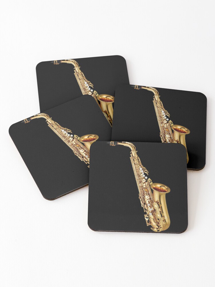 Thumbnail 1 of 5, Coasters (Set of 4), Gold Saxophone Musical Instruments designed and sold by SweetPea49.