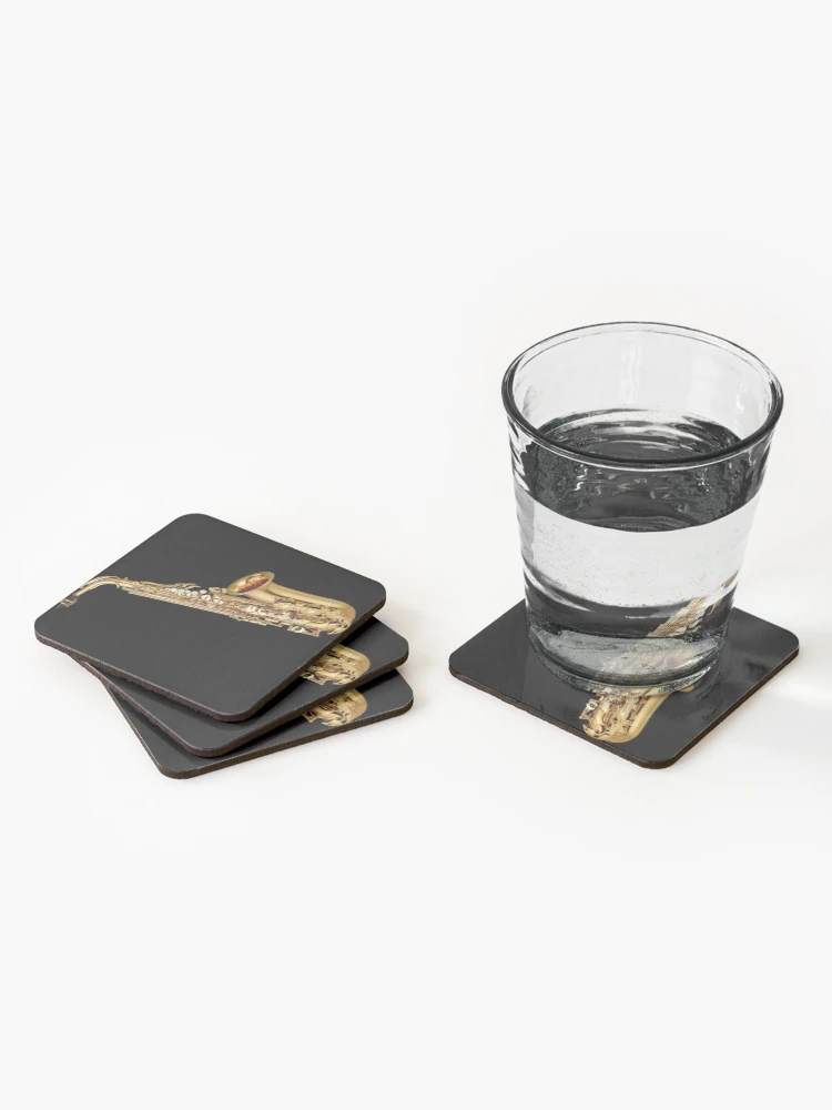 Thumbnail 2 of 5, Coasters (Set of 4), Gold Saxophone Musical Instruments designed and sold by SweetPea49.
