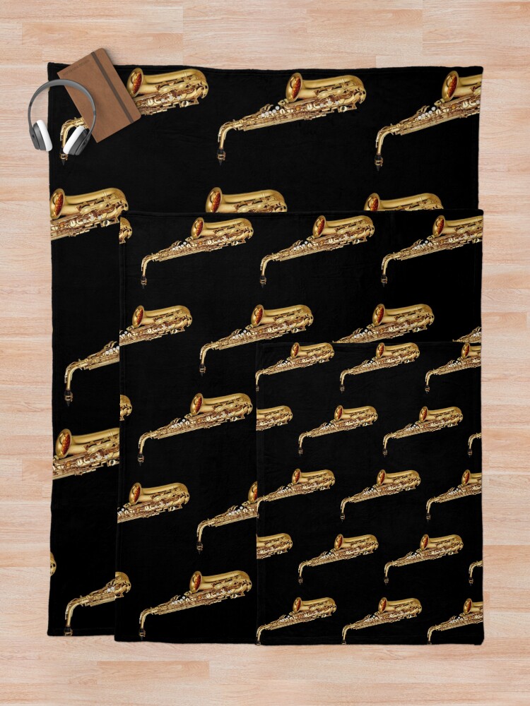 Thumbnail 5 of 6, Throw Blanket, Gold Saxophone Musical Instruments designed and sold by SweetPea49.